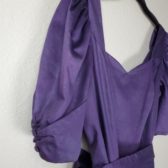 ❤LAURA ASHLEY Elegant Deep Purple Floral Dress - Picture 5 of 8